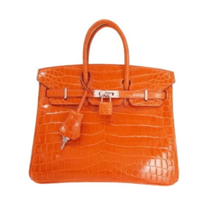 Hermès | Birkin Handbag Made From Crocodile Skin Orange Color