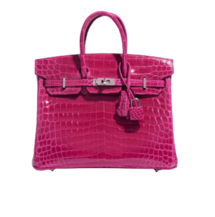 Hermès | Birkin Birkin 25 in Rose Shiny Porosus Crocodile with Palladium Hardware.