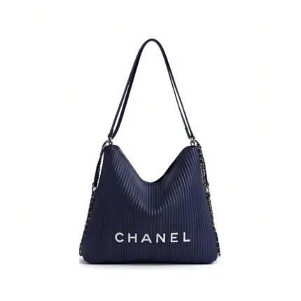 Chanel Bag | Maxi Hobo Ribbed Leather Blue