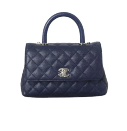 Chanel | Coco Handle Mini Bag In Navy Blue Caviar Leather